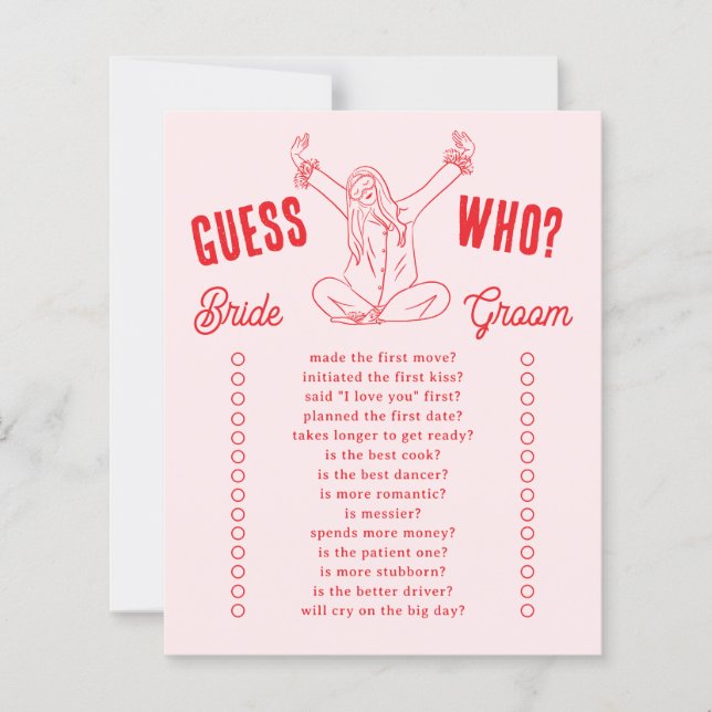 Guess Who Bridal Shower Game Girls Gone Mild (Front)