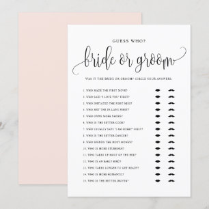 Guess Who Bride or Groom He Said She Said Card