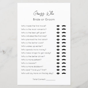Guess Who-Bride or Groom-Plain Bridal ShowerGame
