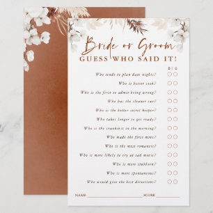 Guess Who Bride or Groom - Terracotta Floral Game
