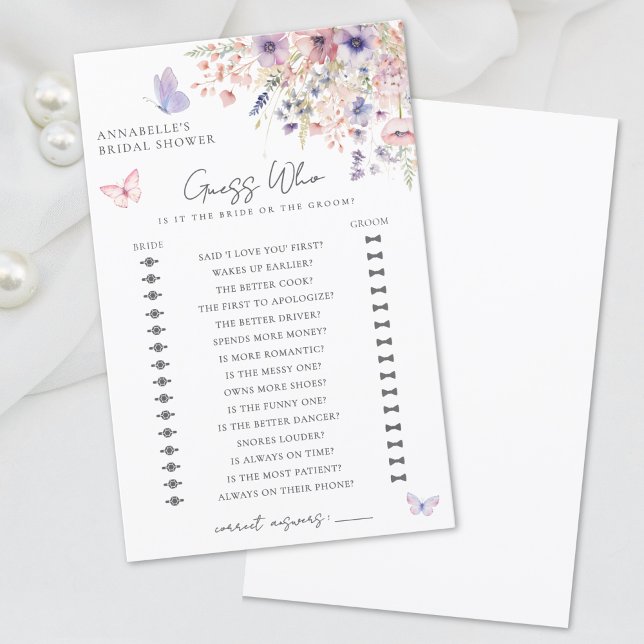 Guess Who Butterfly Wildflower Bridal Shower Game (Guess Who Butterfly Wildflower Bridal Shower Game)