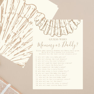 Guess Who Elegant Beige Clamshell Baby Shower Game