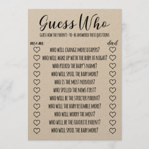Guess Who Funny Baby Shower Game Program