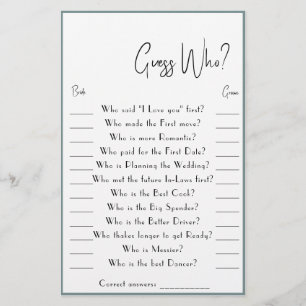 Guess Who? Game Card Flyer