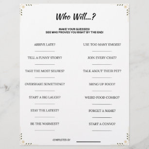 Guess Who Game – Funny & Cute Printable Party Acti Letterhead