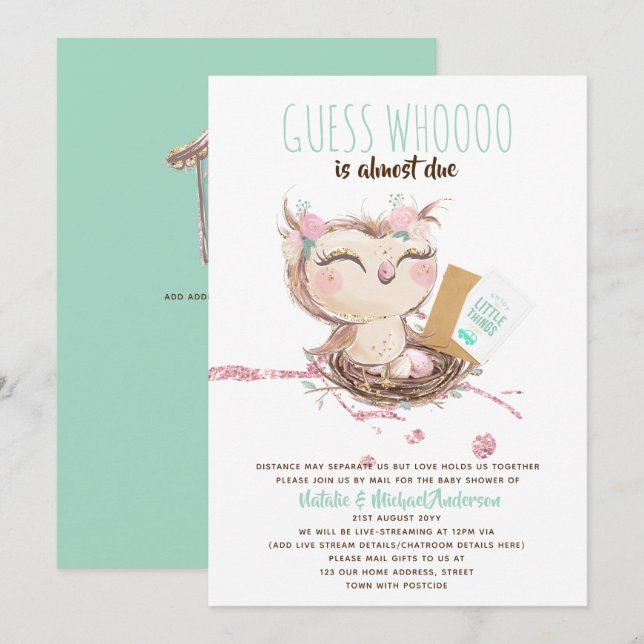 Guess Who Is Almost Due Mail BabyShower or Driveby Invitation (Front/Back)