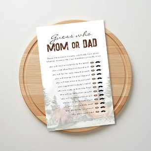 Guess Who Mom or Dad Camper Bear Baby Shower Game