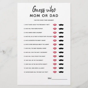 Guess Who Mom or Dad? Minimalist Baby Shower Game