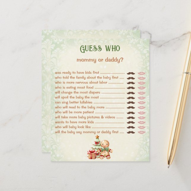 Guess Who Mommy Daddy Classic Baby Shower Game (Front/Back In Situ)