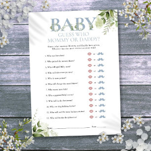Guess Who Mommy Daddy Greenery Baby Shower Game Invitation