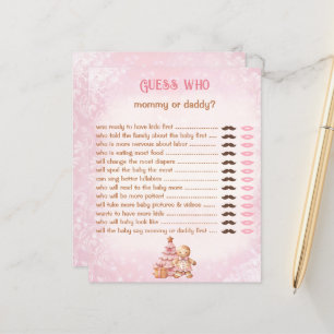 Guess Who Mommy Daddy Pink Baby Shower Game