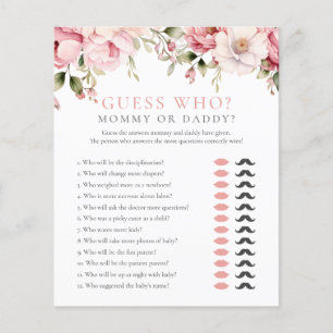 Guess Who Mommy Daddy Pink Floral Baby Shower Game