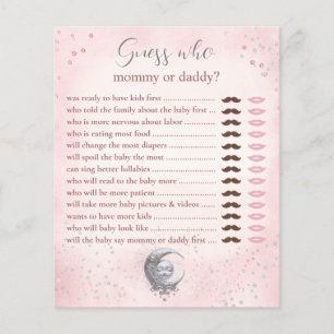 Guess Who Mommy Daddy Pink Moon Baby Shower Game