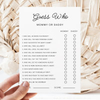 Guess Who Mommy or Daddy Baby Shower Game Activity