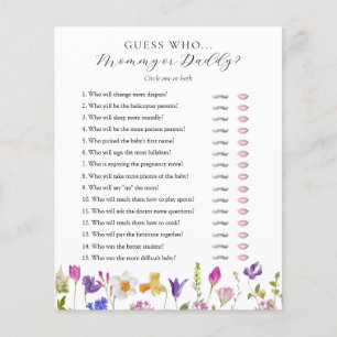 Guess Who Mommy or Daddy Baby Shower game card