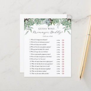 Guess Who Mommy or Daddy Baby Shower game card
