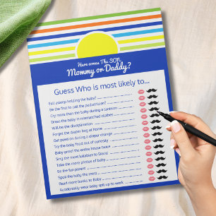 Guess Who Mommy or Daddy Baby Shower Game Notepad