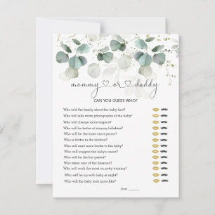 Guess Who Mommy or Daddy Baby Shower Greenery Game RSVP Card