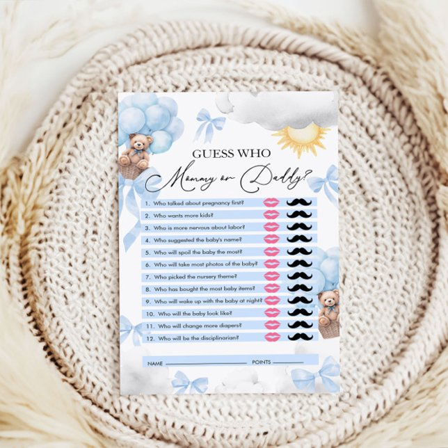 Guess Who, Mommy or Daddy, Bear Baby Shower Game (Creator Uploaded)
