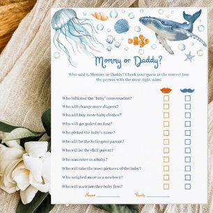 Guess who mommy or daddy Coastal Baby Shower Game