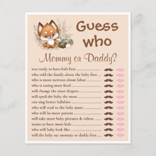 Guess Who Mommy Or Daddy Fall Fox Baby Shower Game