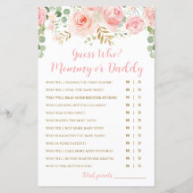 Guess Who? Mommy or Daddy Game Card, Baby Shower
