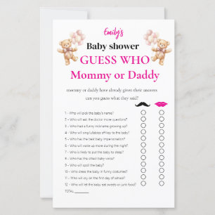 Guess Who? Mommy or Daddy Girl Baby Shower Game