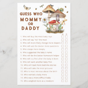 Guess Who Mommy or Daddy Mushroom Baby Shower