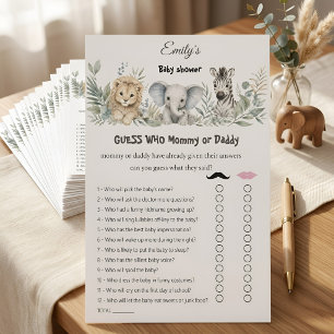 Guess Who? Mommy or Daddy Safari Baby Shower Game 