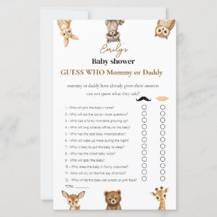 Guess Who? Mommy or Daddy? Safari Baby Shower Game