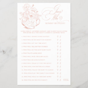Guess Who Mommy Or Daddy Vintage Pink Baby Shower Flyer