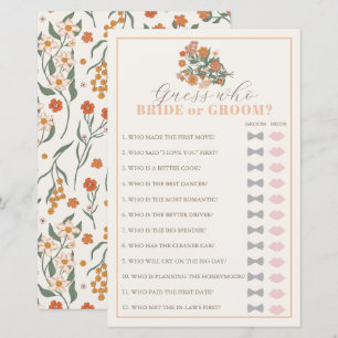Guess Who Retro Wildflower Bridal Shower Game