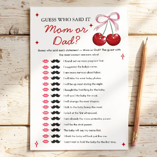 Guess Who Said It Mom Dad Cherry Baby Shower Game
