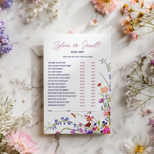 Guess who wildflowers floral bridal shower game (Guess who wildflowers floral bridal shower game)
