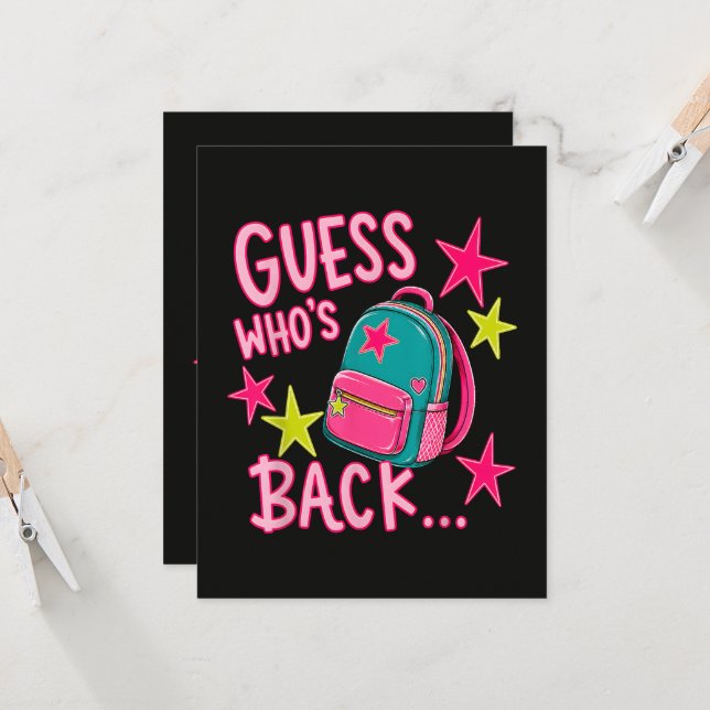 Guess Who's Back Again Funny Back to School Invitation (Front/Back In Situ)