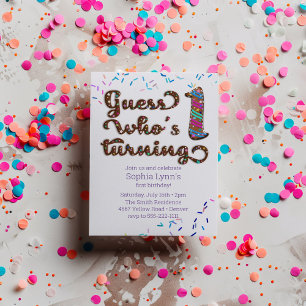 Guess Who's Turning 1 Sprinkles Cookie Birthday Invitation