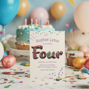 Guess Who's Turning 4 Cookie Birthday Party  Invitation