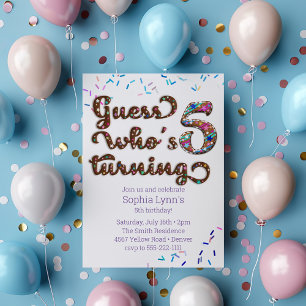 Guess Who's Turning 5 Sprinkles Cookie Invitation