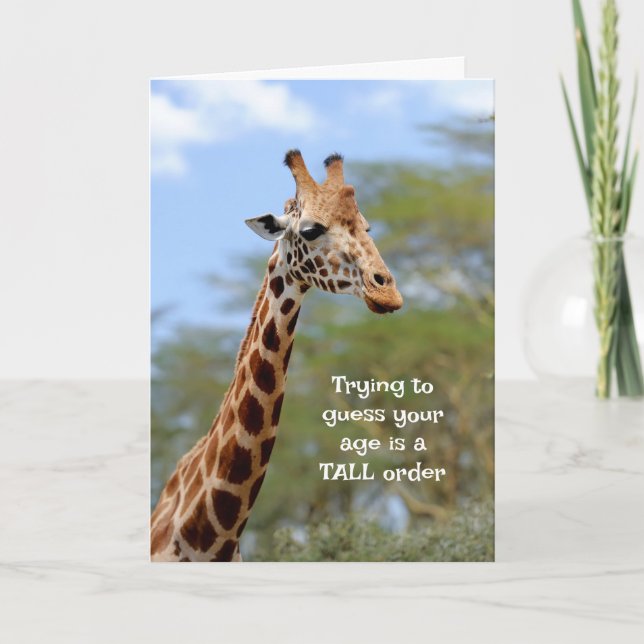 Guess your Age Tall Order Fun Giraffe Animal Humou Card (Front)