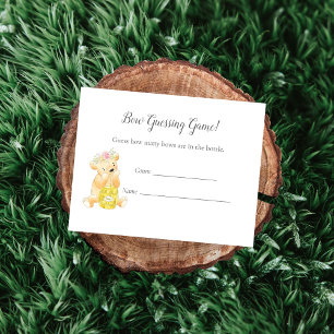 Guessing Count Game Girl Teddy Bear and Bee Enclosure Card