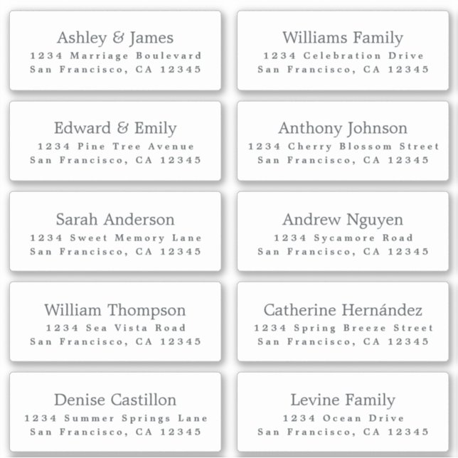 Guest Address Labels ORDER on 6" or 8"! (Front)