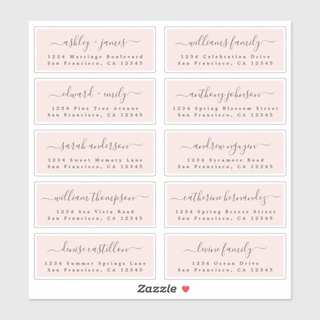 Guest Address Labels: ORDER ON 8" or 6" (Sheet)
