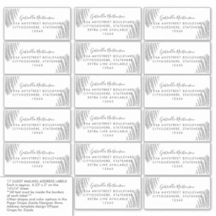 Guest Address Labels Silver Glitter Palm Leaf