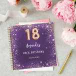 Guest book 18th Birthday purple rose gold glitter<br><div class="desc">A guestbook for a feminine and glamourous 18th birthday party.  A stylish purple background with faux purple and rose gold sparkles. The purple colour is uneven. Personalize and add your name and a date.</div>