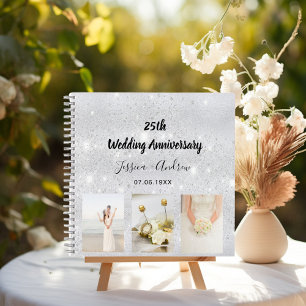 Guest book 25th wedding anniversary silver photo
