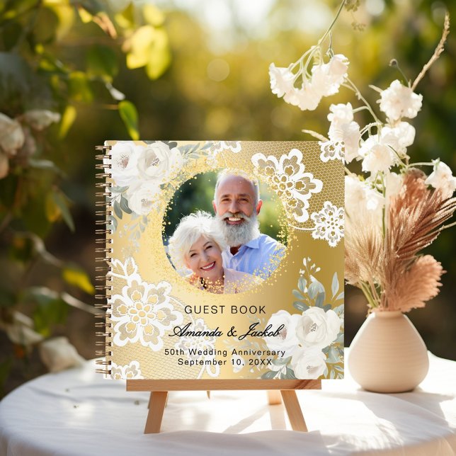 Guest book 50th Wedding Anniversary gold photo (Creator Uploaded)
