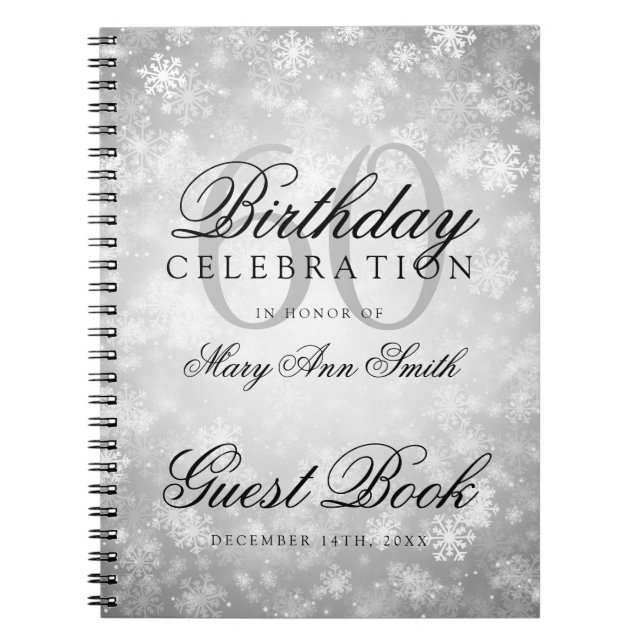 Guest book 60th Birthday Silver Winter Wonderland (Front)
