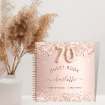 Guest book 70th birthday rose gold glitter blush<br><div class="desc">A guestbook for a feminine and glamourous 70th birthday party.  A stylish rose gold faux metallic looking background with faux glitter sparkles. Add your name,  text.</div>