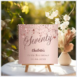 Guest book 70th birthday rose gold stars<br><div class="desc">A guestbook for a feminine and glamourous 70th birthday party.  A rose gold gradient background,  decorated with stars.  Add your name,  and text.</div>