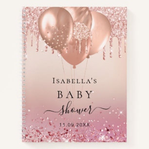 Guest book baby showe rose gold glitter blush